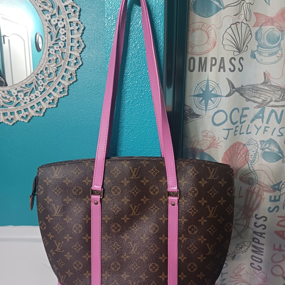 Louis Vuitton Brown and Pink Monogram Tote